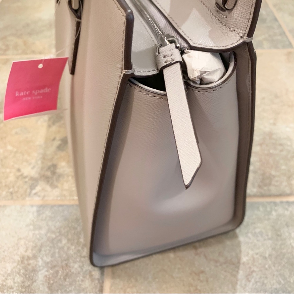 KATE SPADE LARGE SATCHEL SOFT TAUPE GRAY CAMERON - Picture 4 of 8